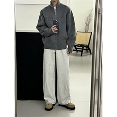 网图宽松针织衫外套男秋冬新款正肩高领拉链开衫毛衣-A2323TP65，男装针织衫/毛衣，电商B241