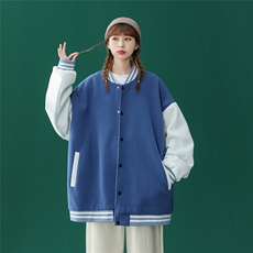 中性风2023秋季新品简约风拼接撞色情侣棒球服G80p65控78，男装夹克，A247A