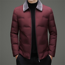 2025现货中老年男士羊毛领羽绒服外套90白鸭绒休闲羽绒服外套，男装羽绒服，钱塘723