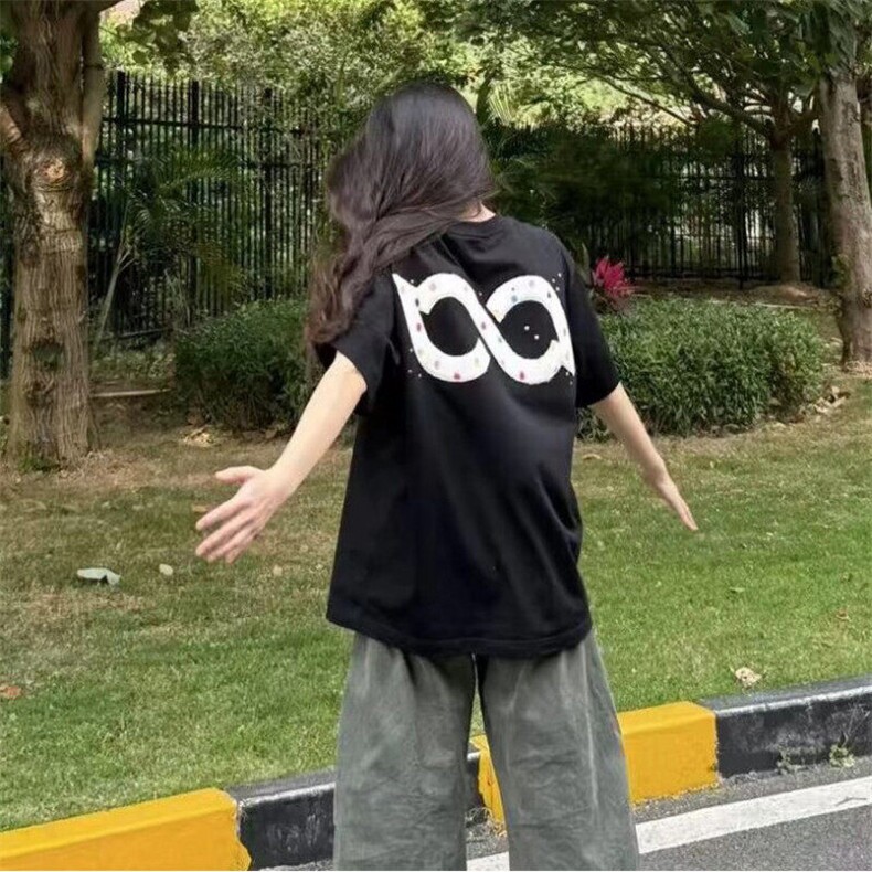 万针全刺绣工艺抖音得物高品质260克重磅纯棉双纱美式高街短袖T恤,男装T恤,电商A486-1
