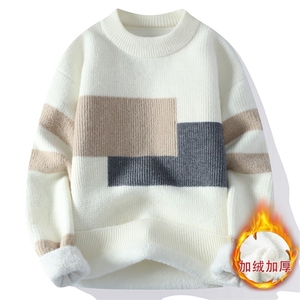 76261加绒-P60半高领毛衣男冬季加绒加厚针织衫保暖一体绒百搭图片