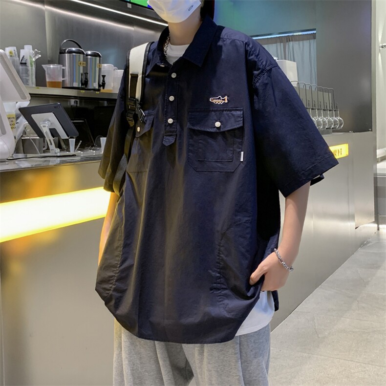 polo衫男短袖港风潮流百搭2023夏季新款ins宽松帅气衬衫W2934-P35,男装Polo衫,星座412-2