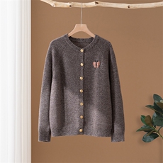 2025年秋季新款百搭女士系扣长袖提花羊绒开衫，女装羊绒衫，澳冬特羊绒