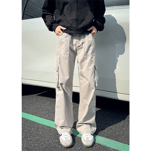 08秋冬季新款多口袋宽松直筒裤水洗工装裤XZ211-1-K2464-P65图片