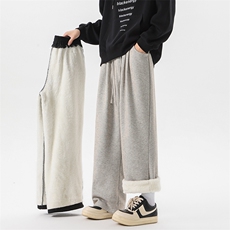 8XL-M特大码工装加绒裤男纯色宽松裤卫裤休闲基础款K995P65，男装休闲裤，电商D206-1