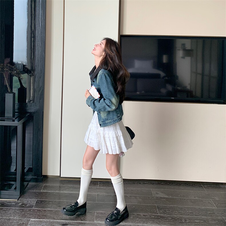 特惠女装女士牛仔外套2025秋季新品拼接领刺绣复古上衣休闲牛仔衣,女装短外套,纯色衣恋