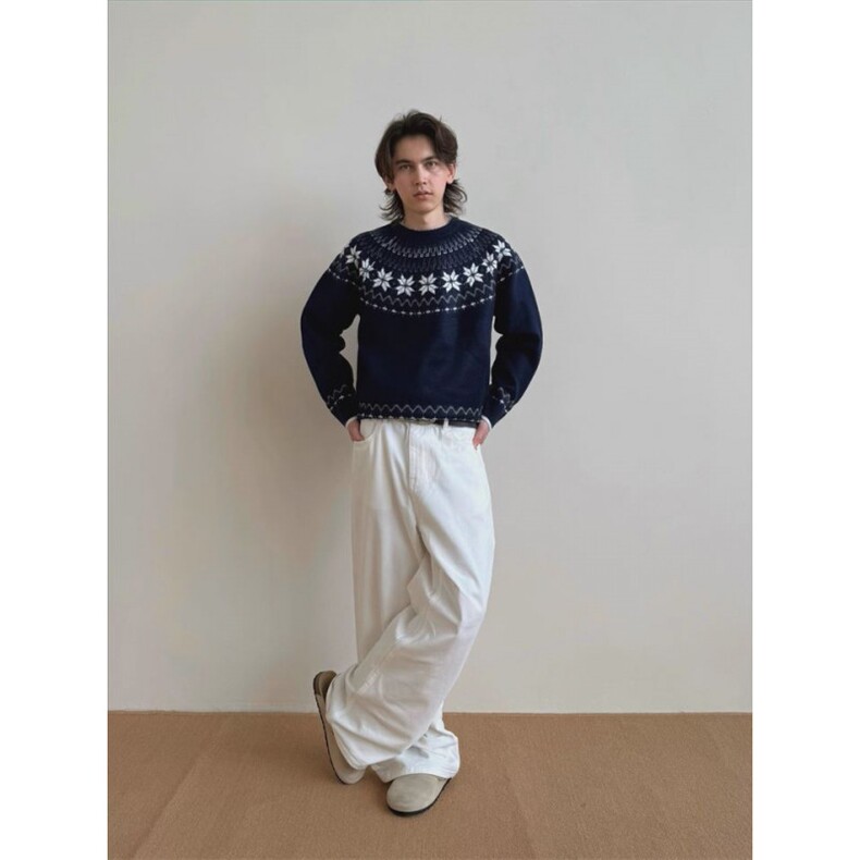 【量大价格可谈】美式复古针织毛衣男女秋冬季情侣毛衫SM103P50,男装针织衫/毛衣,星座1112-1