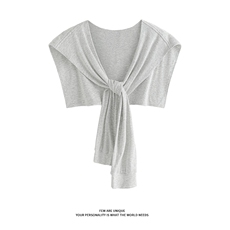 韩版披肩外搭百搭时尚纯色叠搭交叉款打结坎肩5Q4076-TP25不，围巾，电商A102