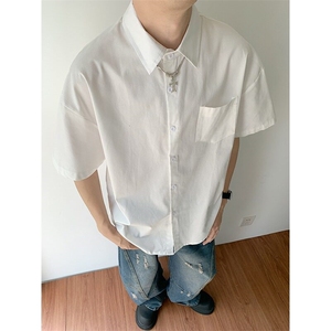 高品质夏季男士短袖衬衣学生青少年短袖衬衫图片