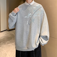 5XL华夫格卫衣男大码胖子圆领长袖t恤HW76393-P30加绒款-P40，男装卫衣，电商A040