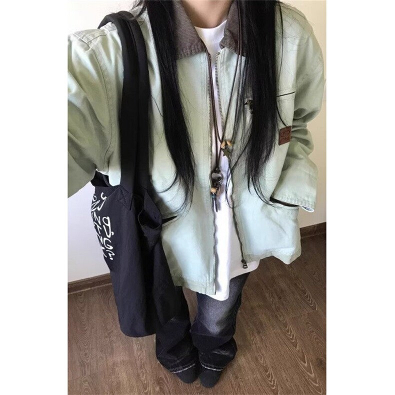 复古外套女秋季新款宽松工装夹克设计感小众长袖上衣 JK676图片