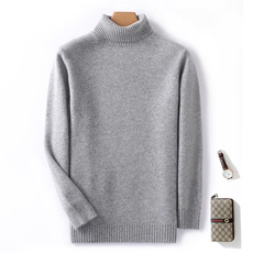 秋冬季新款舒适时尚百搭七针净面高翻羊毛衫，男装羊毛衫，牧圣羊绒