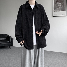 8XL-M人字纹小香风衬衫男生春秋衬衣宽松慵懒垂感外套CS29008P45，男装衬衫，电商B312