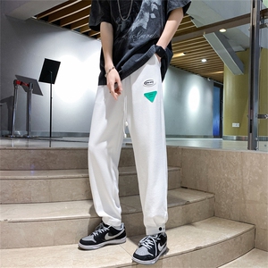 K6073/P35夏季华夫格港风九分裤男女开叉休闲裤束脚裤腰里包边图片