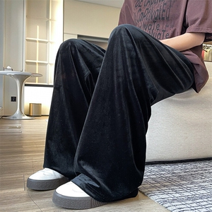 8XL-M 加绒美拉德宽松金丝绒阔腿裤垂感拖地裤K993P55加绒65控78图片
