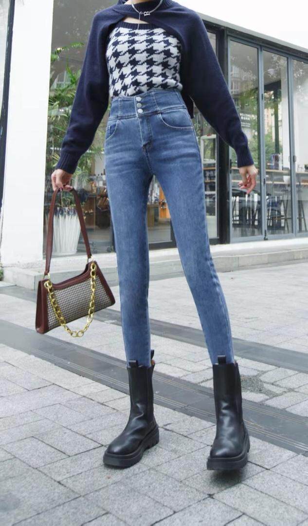 紧身厚绒牛仔裤，女装牛仔裤，茂源祥