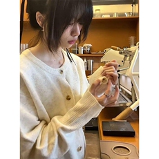 重磅秋冬男女北极绒开衫毛衣美式复古休闲慵懒风单排扣针织衫外套，男装针织衫/毛衣，电商A486