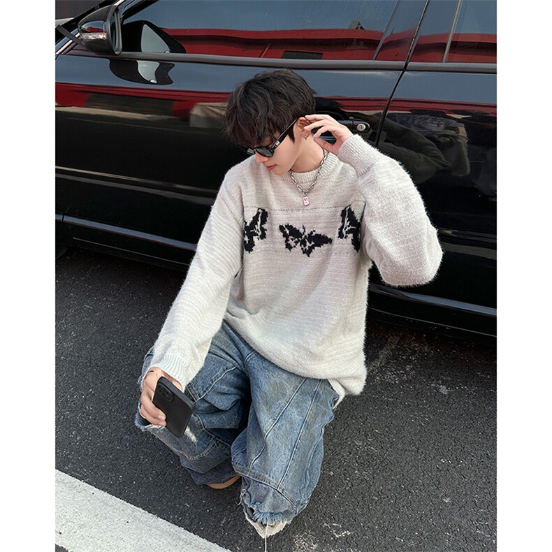 针织衫男士韩版潮流高街帅提花2024秋冬ins新款毛衣外套MZ533-P53,男装针织衫/毛衣,星座412-3