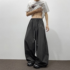 辣妹橘红色工装裤女褶皱休闲显瘦阔腿美式宽松裤K0846-P50，男装工装外套，星座308B-2