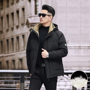 新款新标90绒中年羽绒服外套男士秋冬季连帽时尚休闲羽绒服大衣图片