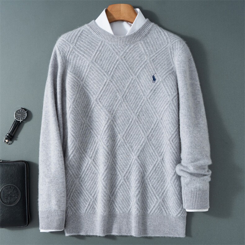 24秋冬新款羊毛圆领加厚打底衫纯针织毛衣男装，男装羊毛衫，大美人高端店