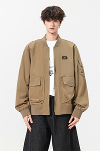 美式复古风棒球服夹克大口袋贴标痞帅百搭休闲外套 J608618  TP75图片