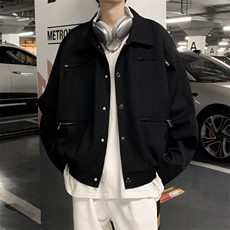 高级感小众短款夹克男宽松秋冬金属拉链设计感垫肩外套潮J682，男装夹克，星座1116A-1（原606A）