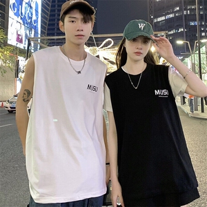 V5 220克精梳纯棉坎肩印花背心马甲T恤大码情侣男女夏团队可定制图片