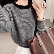秋冬季羊毛休闲百搭时尚精致圆领宽松羊毛衫，女装羊毛衫，锦瑟羊绒