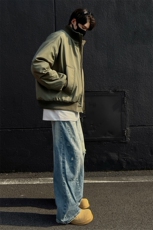 新加二色高街立领棒球棉服飞行夹克棉衣短款外套男H1030特P60，男装夹克，电商A341