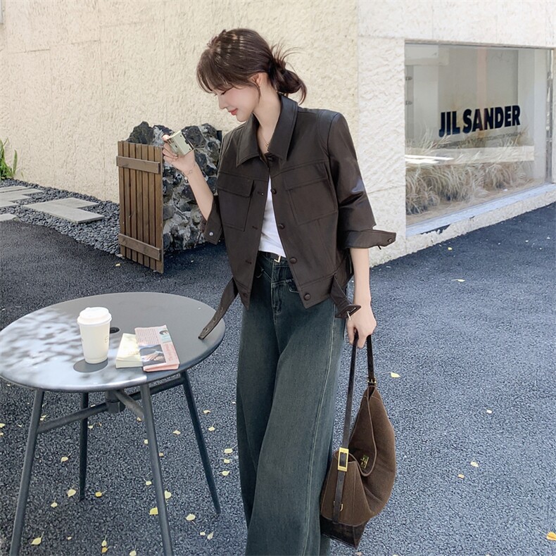新款皮衣外套2C0959098P155K238,女装短外套,2C095