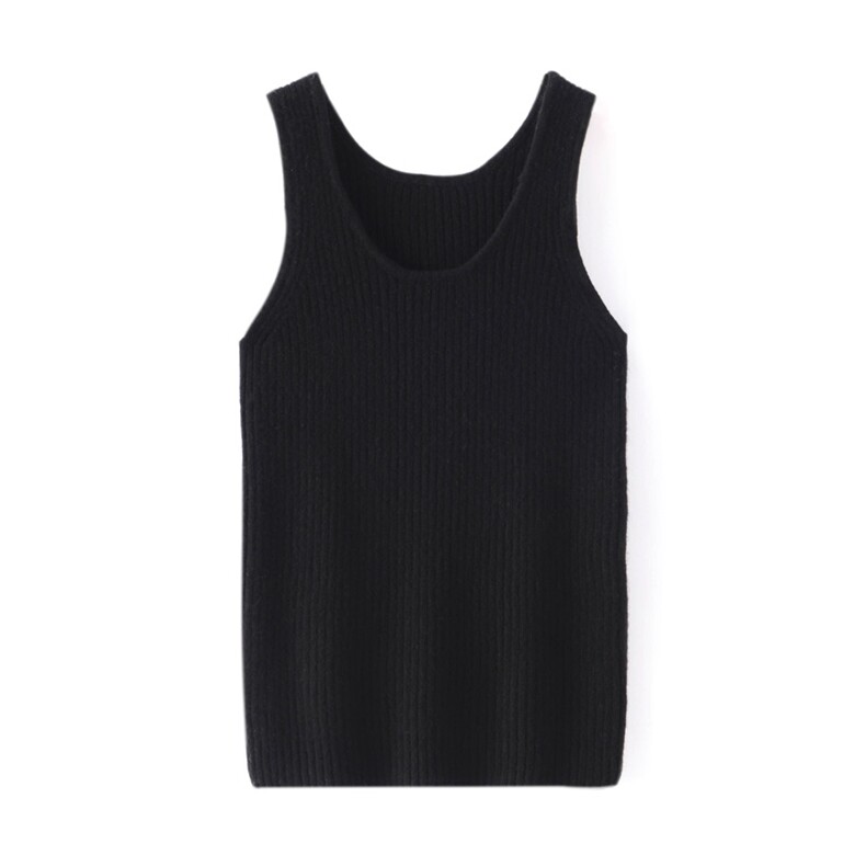 秋冬新款羊毛U领背心舒适保暖显瘦修身针织吊带衫，女装背心吊带，忠诺羊绒