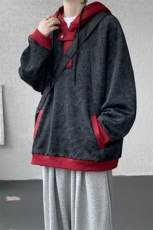 WY10158-特P55控98新款连帽撞色解构拼接大码男宽松情侣卫衣，男装卫衣，电商A059