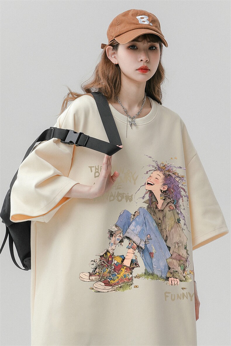 中性23夏季潮流女孩印花棉短袖T恤女T61125P25控38,男装T恤,电商A268