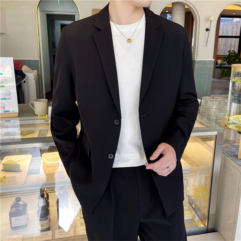 白色痞帅休闲男潮流宽松轻熟风西服套装男士网红外套秋冬季薄款，男装西服套装，星座505-2（原电商A260-1)