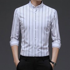 春秋季商务休闲长袖衬衣中青年男士竹纤维百搭衬衫BSN7383-P60，男装衬衫，星座1105-3