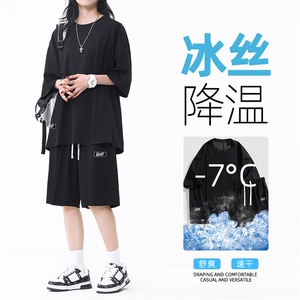 纯色t恤短袖运动套装女夏季宽松显高显瘦短裤TZ51-特批70,衣服学生女冬装搭配图片