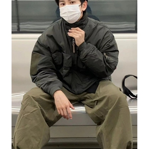 设计感拉链飞行员外套男装宽松高级机车服工装夹克棒球服 J678图片