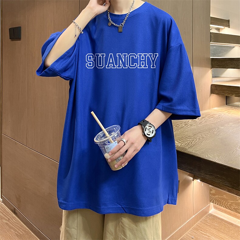 华夫格t恤男短袖男大码五分袖酒店风HT73229-P22,男装T恤,电商A040