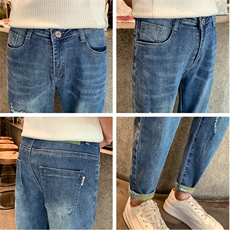 牛仔裤男士ins潮牌修身小脚男士韩版潮流百搭C208-6785-P48控69.9，男装牛仔裤，电商C208