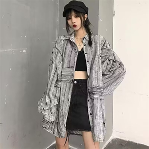 高级感复古慵懒港风花衬衫潮流垂感宽松情侣装长袖衬衣