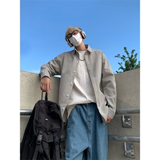 日系复古条纹长袖衬衫男高级感穿搭大码休闲衬衣外套C2251-特价28，男装衬衫，电商A007