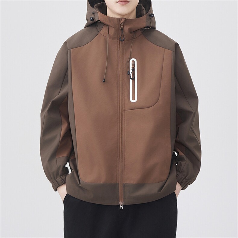 新款硬汉风户外夹克男连帽撞色上衣冲锋衣外套DSA157B-JK7871-P75,男装夹克,电商A157B