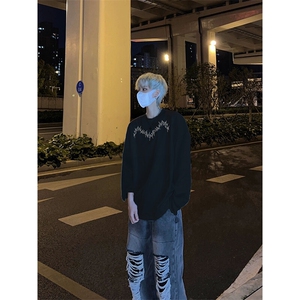 美式复古长袖T恤小领口打底衫图片