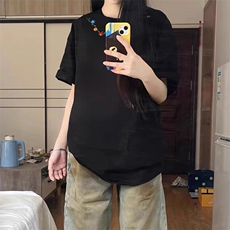万针全刺绣工艺抖音得物高品质260克重磅纯棉双纱美式高街短袖T恤，男装T恤，电商A486