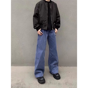 1506-1/NNZ231/P72牛仔优雅蓝法工裤男重工水洗直筒宽松工装休闲图片