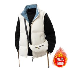 秋冬立领大码棉马甲宽松双面穿保暖背心青年潮无袖送包包8896-P45，男装棉衣，星座1403A