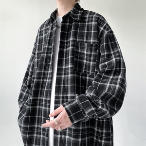 现货宽松格子衬衫小香风衬衣KD612-P5078图片