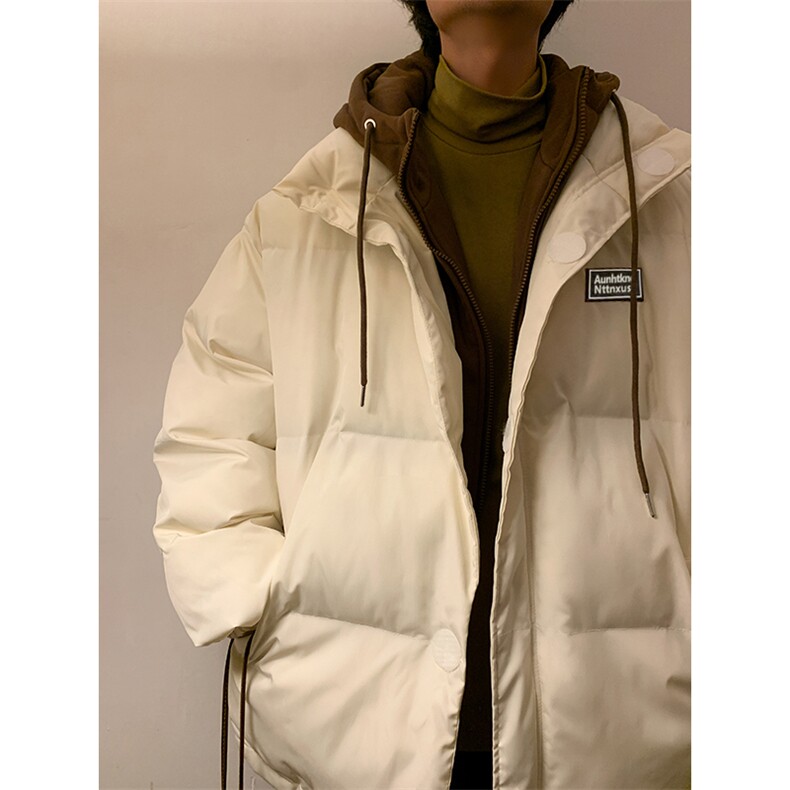 假两件连帽棉衣男加厚美式复古面包服外套V8023/P88,男装棉衣,电商D202-1