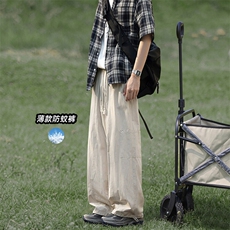 韩版高腰防蚊直筒休闲裤法式复古ins风垂感百搭阔腿裤K566TP38，男装休闲裤，电商A102B